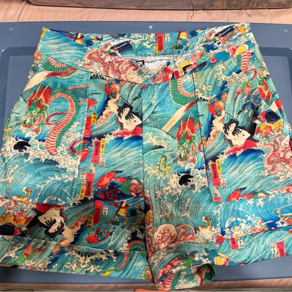 Blackmilk Pants - Blackmilk Blue Ocean Wave Print Women's Shorts